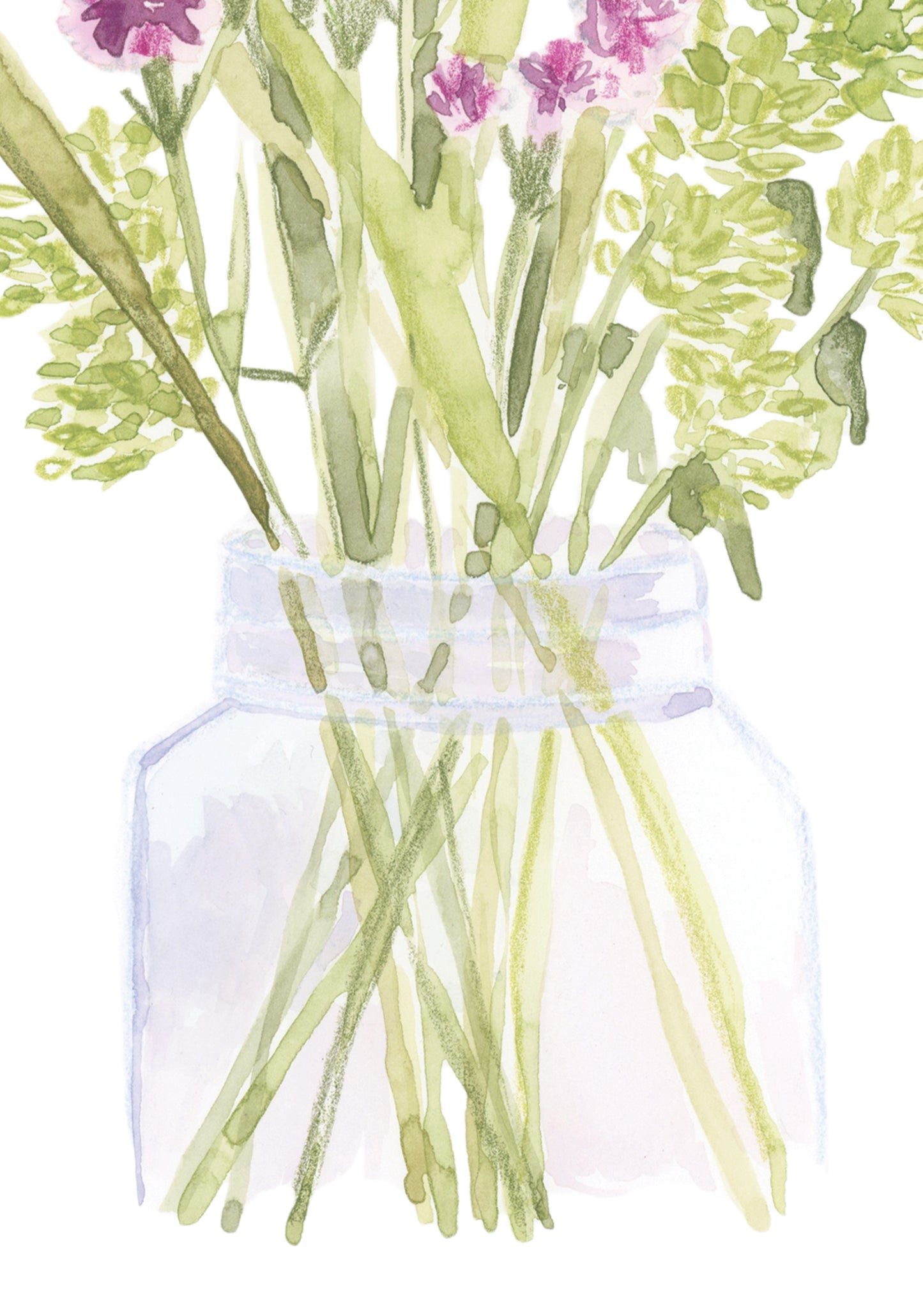 Watercolor Flowers in Mason 8 x 10 Art Print