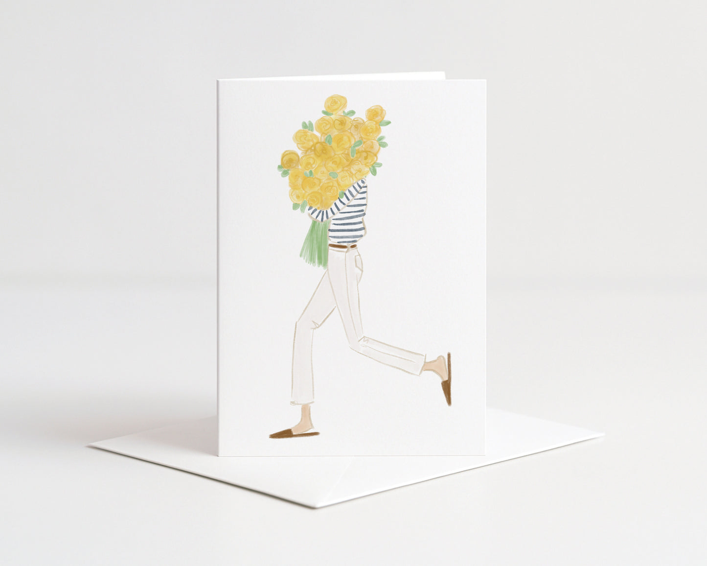Lucy with Yellow Roses Greeting Card