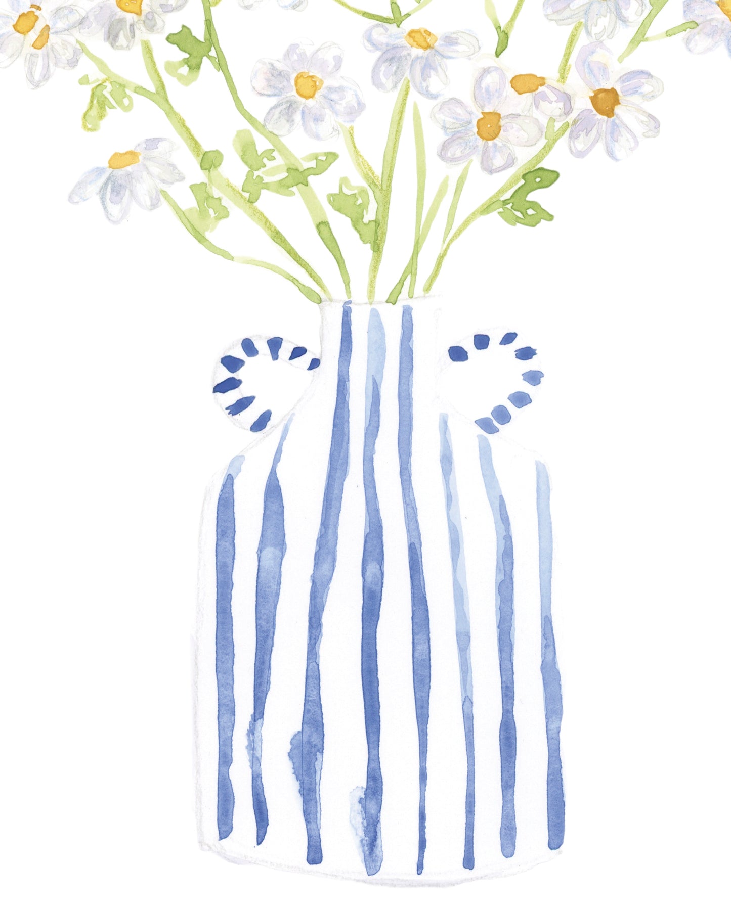 Chamomile in Blue & White Striped Vase